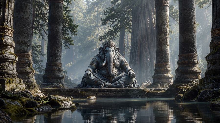 Forest Stillness meditation artwork with Anu