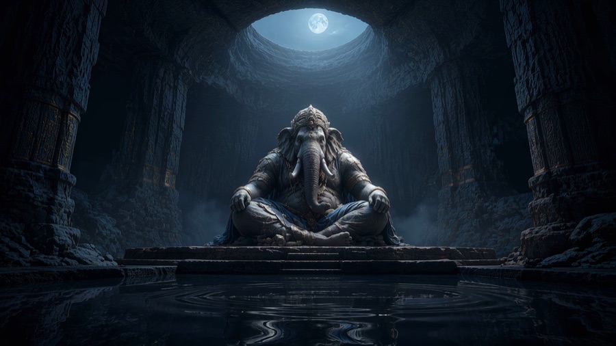 Moonwell meditation artwork with Anu